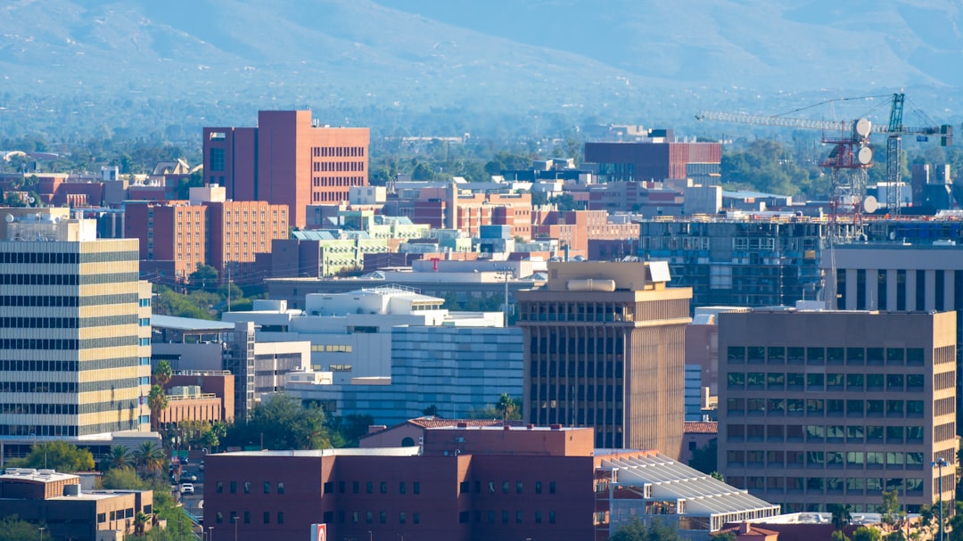 a view of a city with mountains in the background